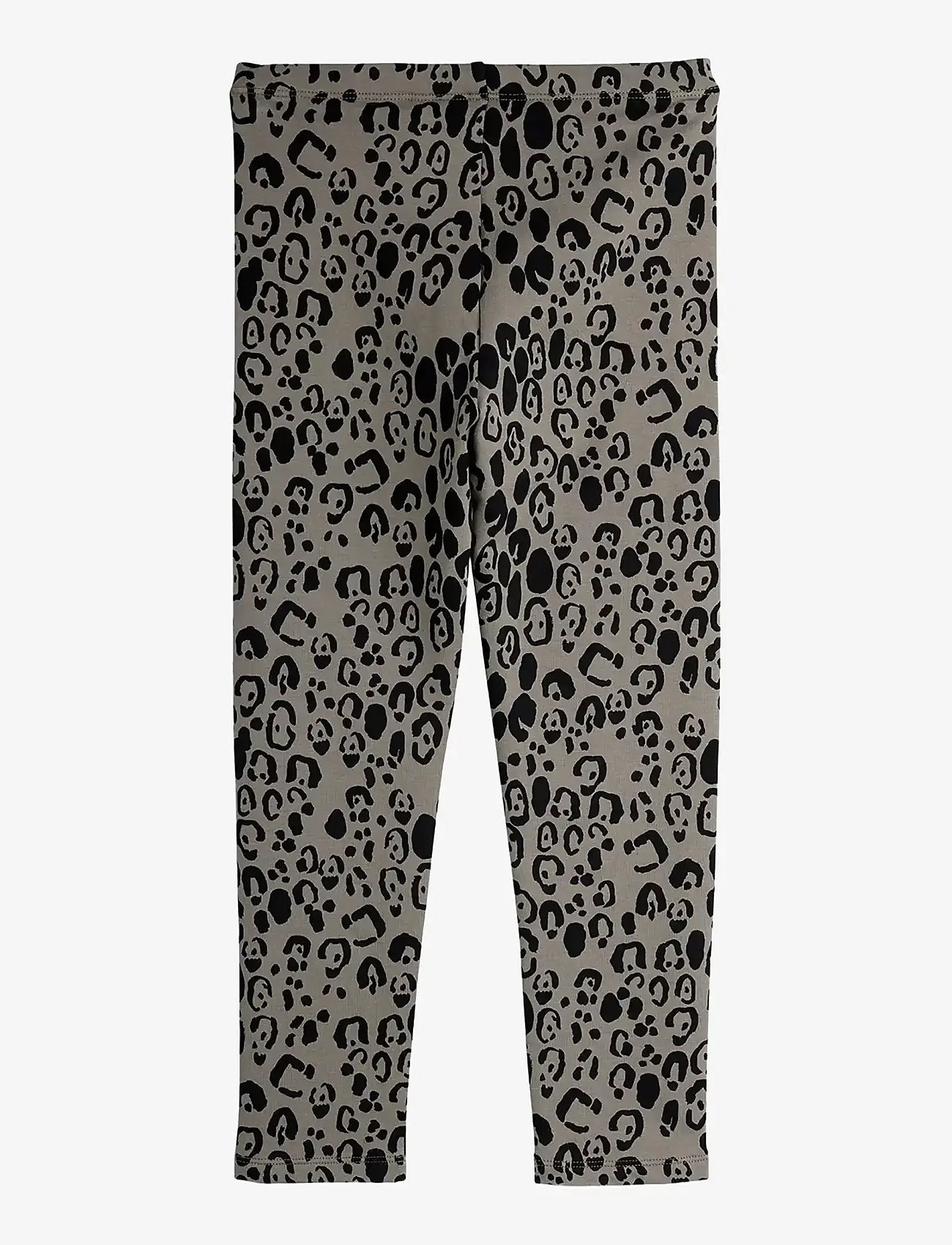 Mini Rodini - Leopard aop brushed jersey leggings - leggings - grey - 1