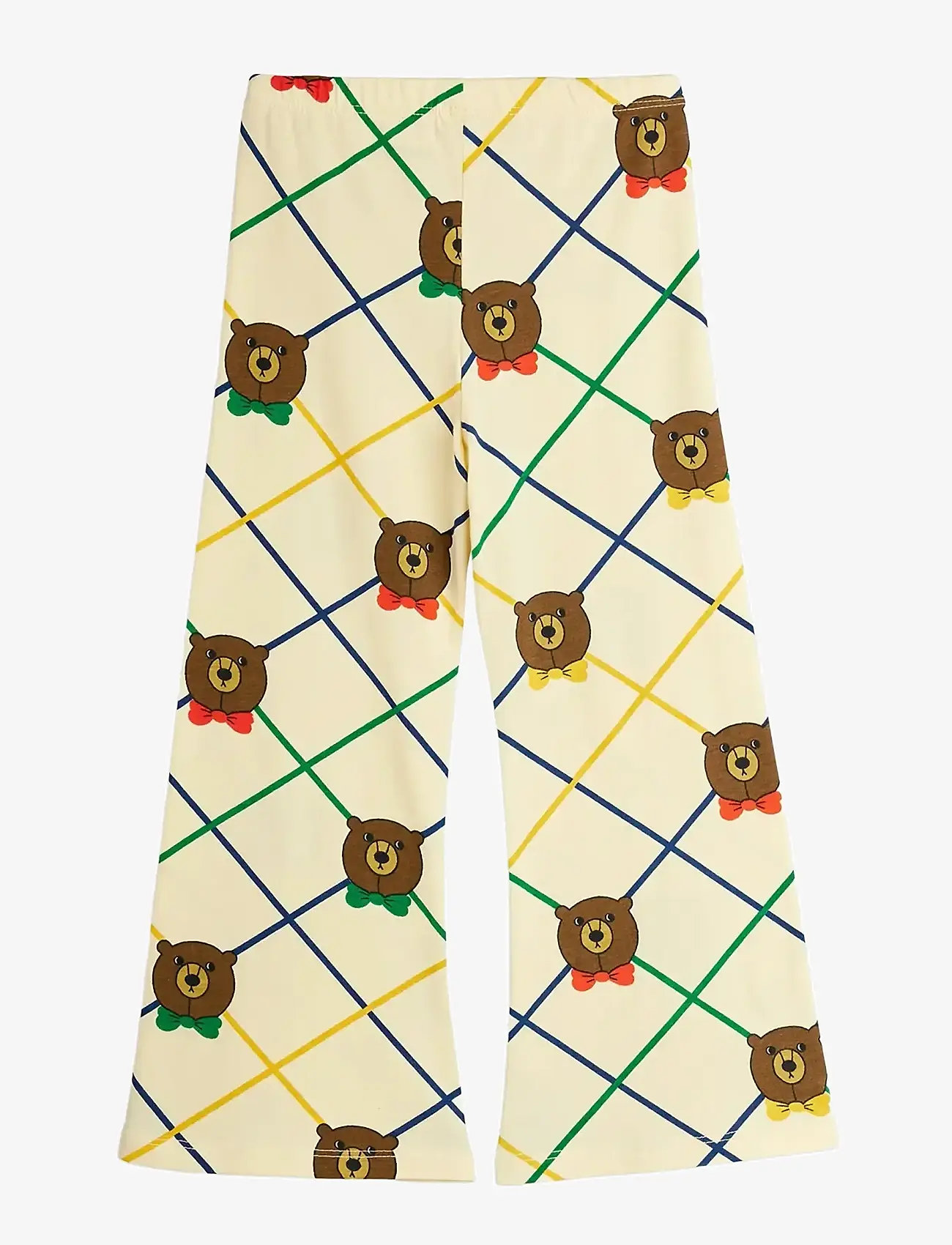 Mini Rodini - Bear check aop flared trousers - beebipüksid - offwhite - 1