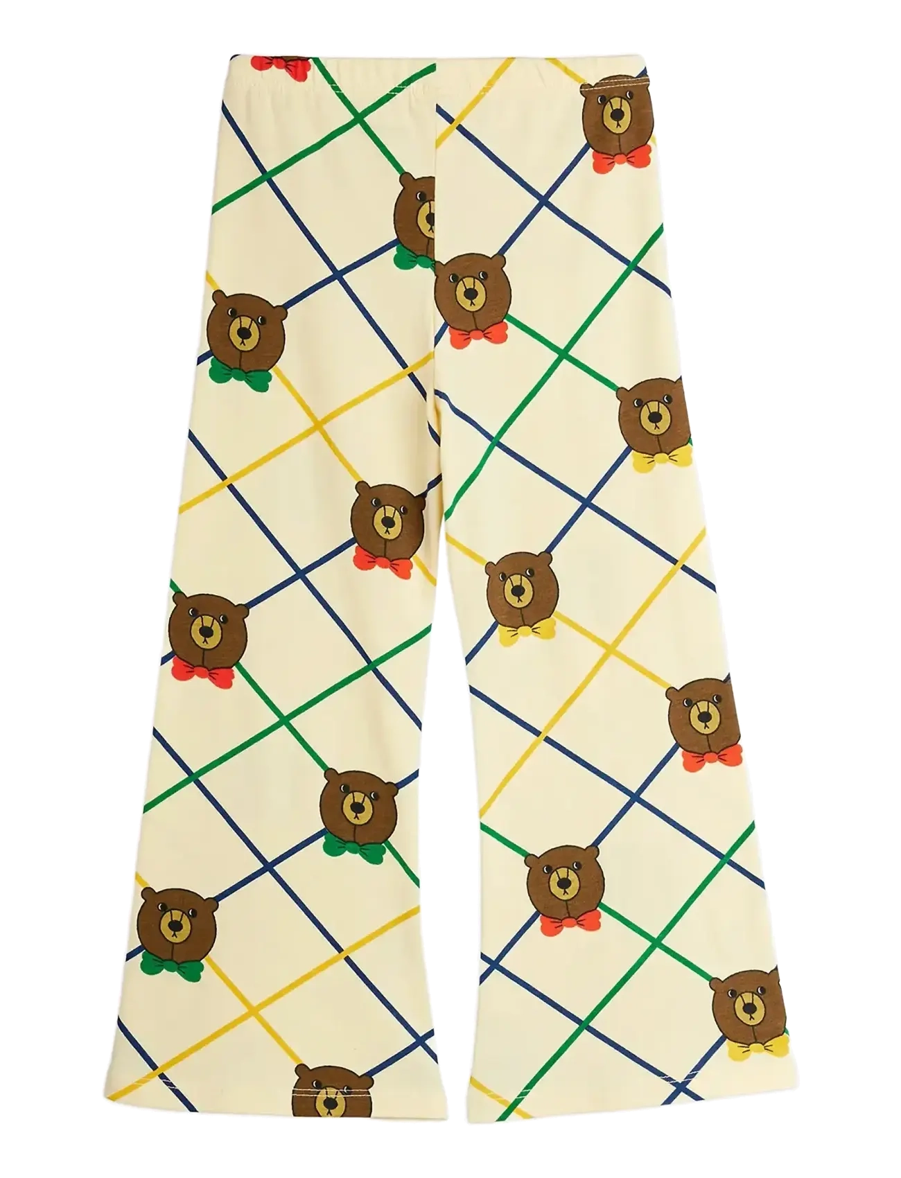 Mini Rodini - Bear check aop flared trousers - offwhite - 1