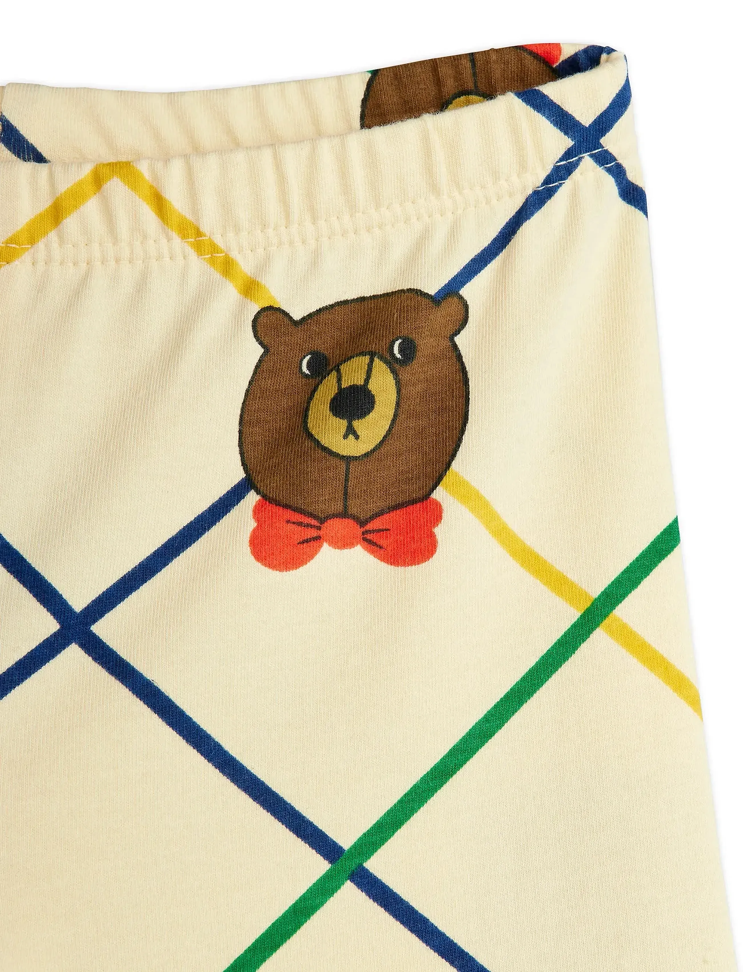 Mini Rodini - Bear check aop flared trousers - offwhite - 2