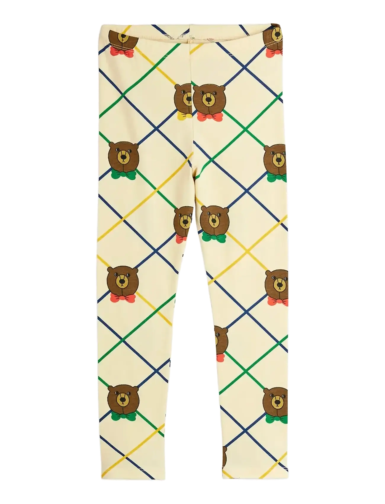 MINI RODINI Bear Check Aop Leggings Cream - 116/122 - Kinder