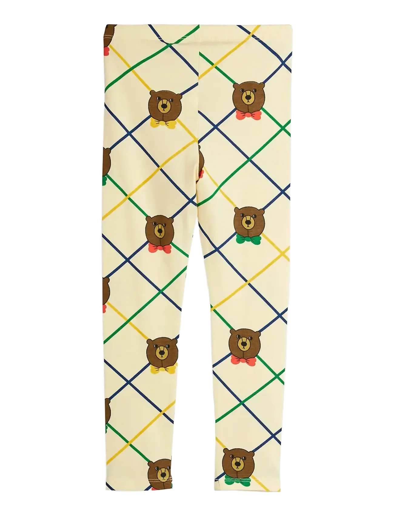 Mini Rodini - Bear check aop leggings - retuusid - offwhite - 1