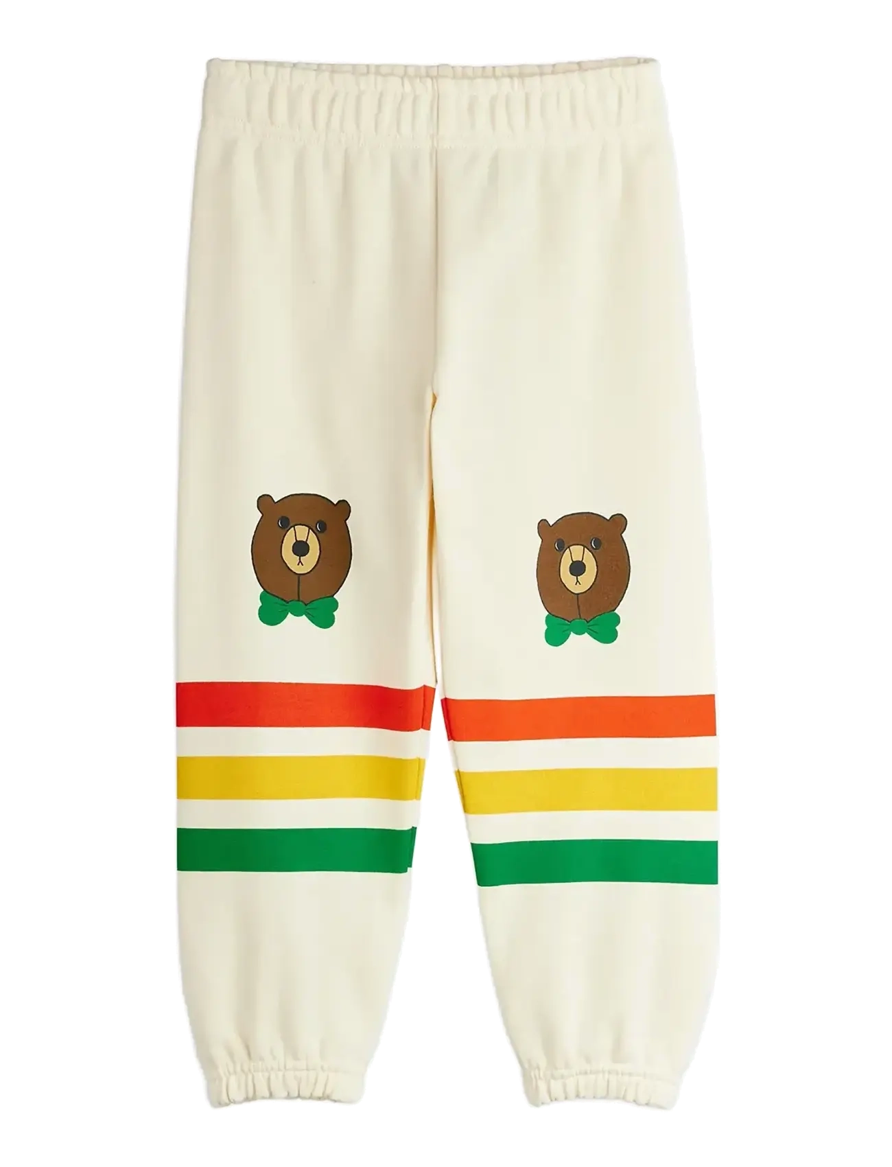 MINI RODINI Bear Stripe Jogginghose Cream - 140/146 - Kinder