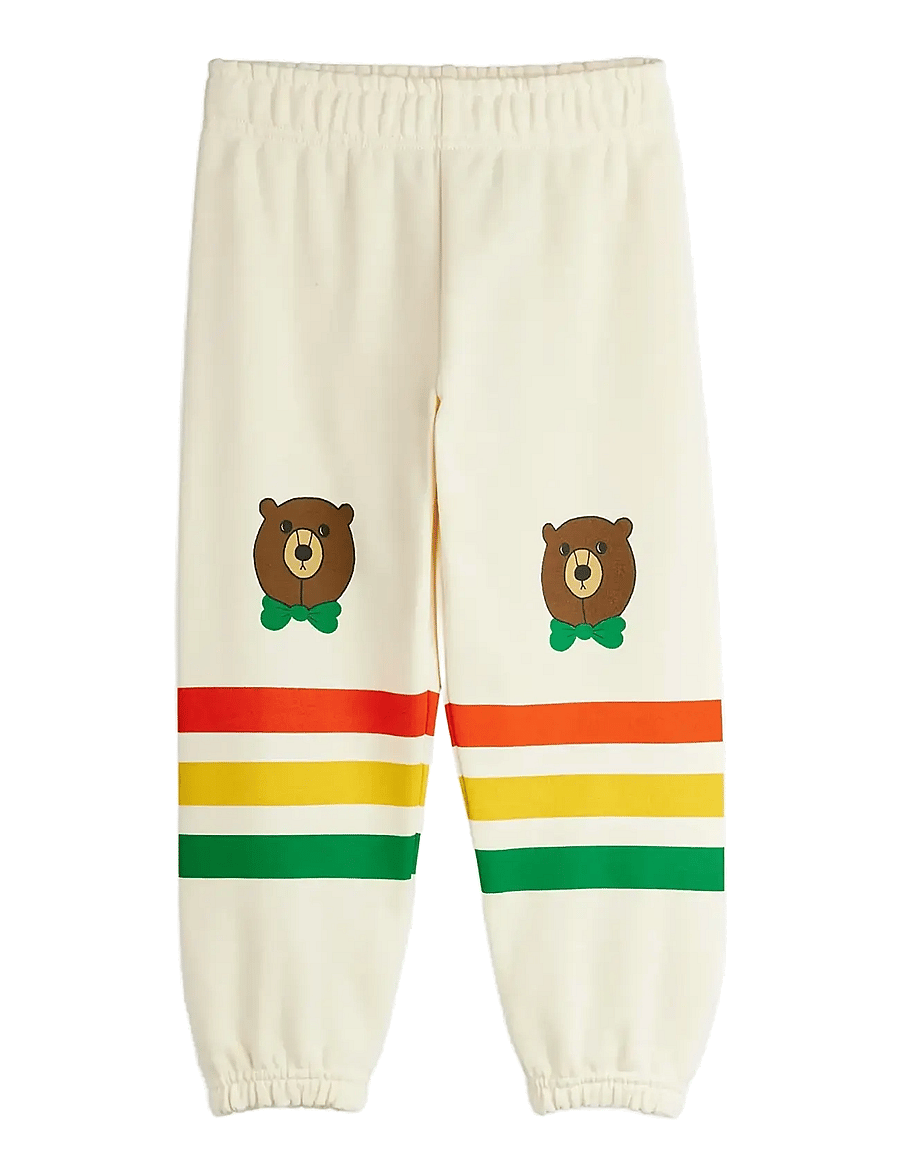 Mini Rodini - Bear stripe sweatpants - mjukisbyxor - offwhite - 0