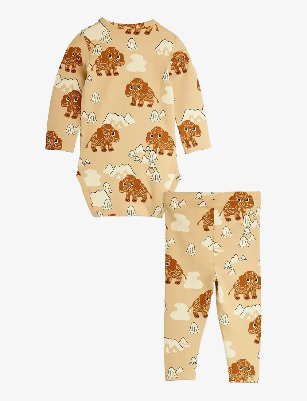 Mini Rodini - Mammoth aop baby set - sæt med body - beige - 1