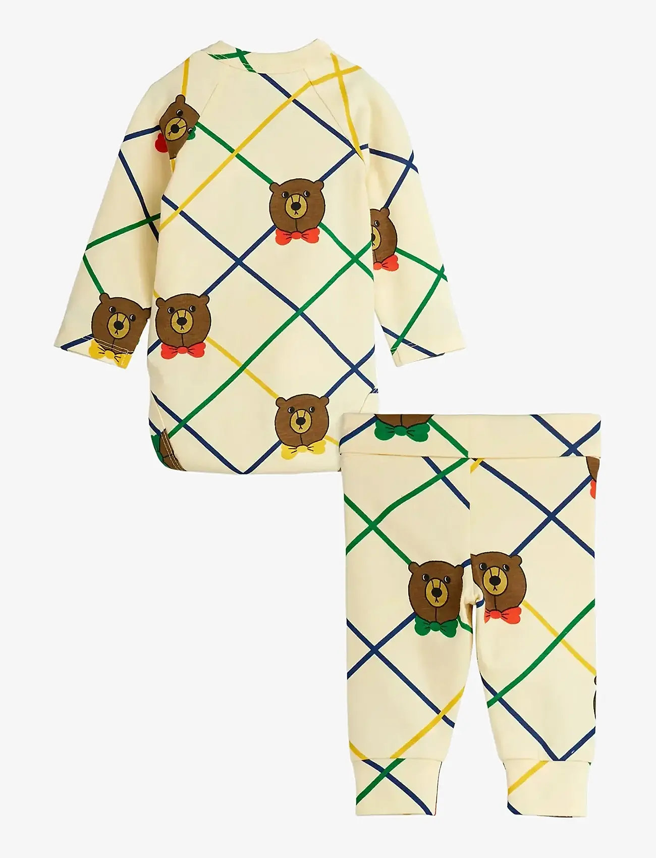Mini Rodini - Bear check aop nb baby set - sets with body - offwhite - 1