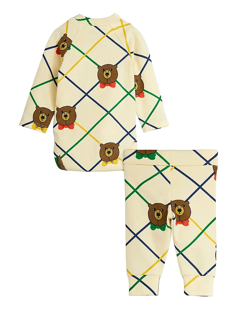 Mini Rodini - Bear check aop nb baby set - sets with body - offwhite - 1