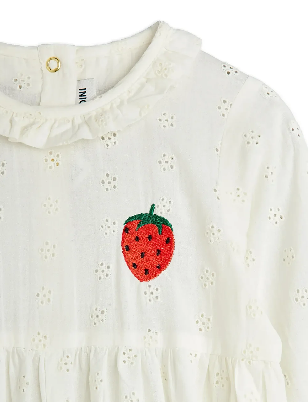 Mini Rodini - Strawberry emb schiffli jumpsuit - jumpsuits - white - 2