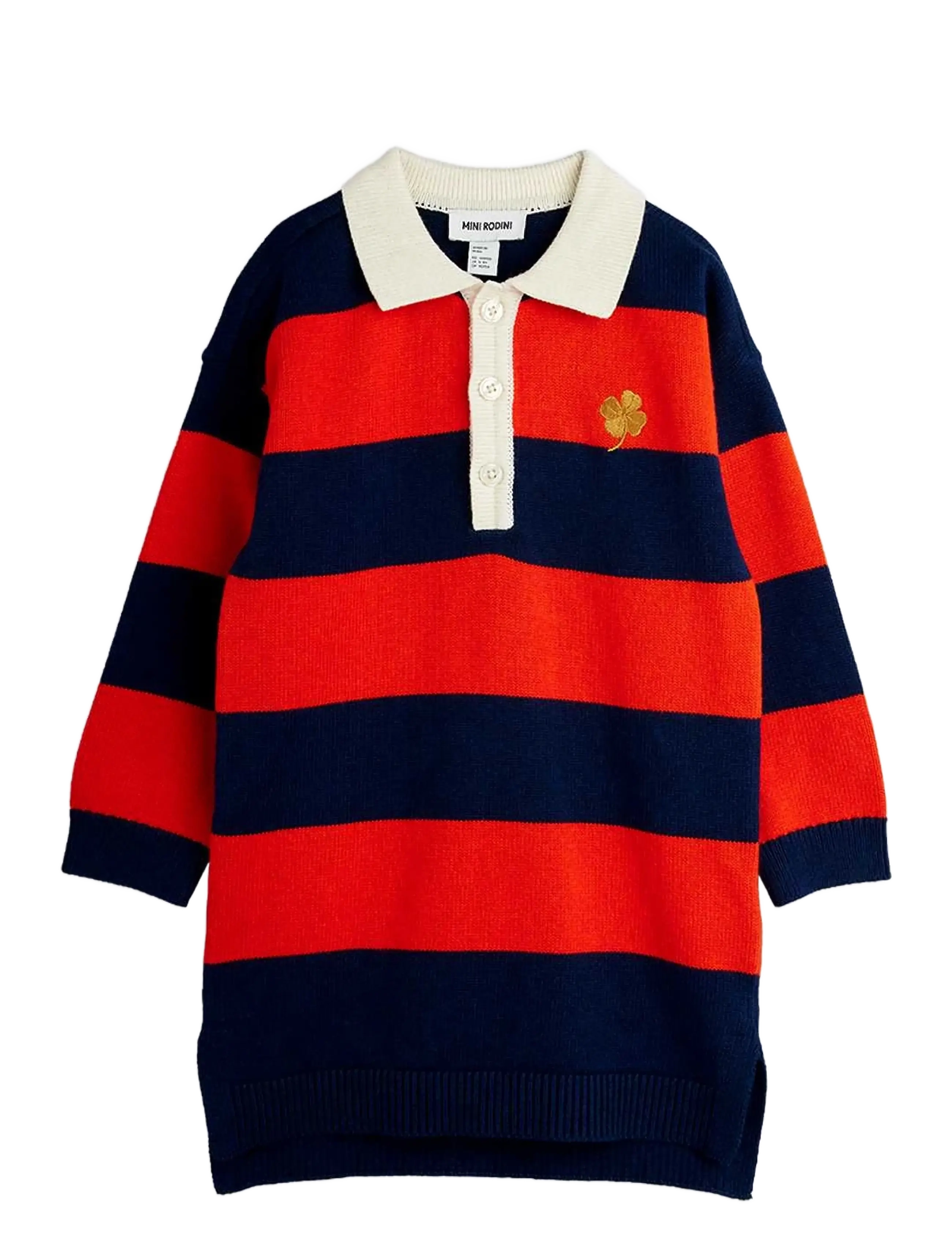 Mini Rodini Knitted rugby dress - Klær - RED / navy