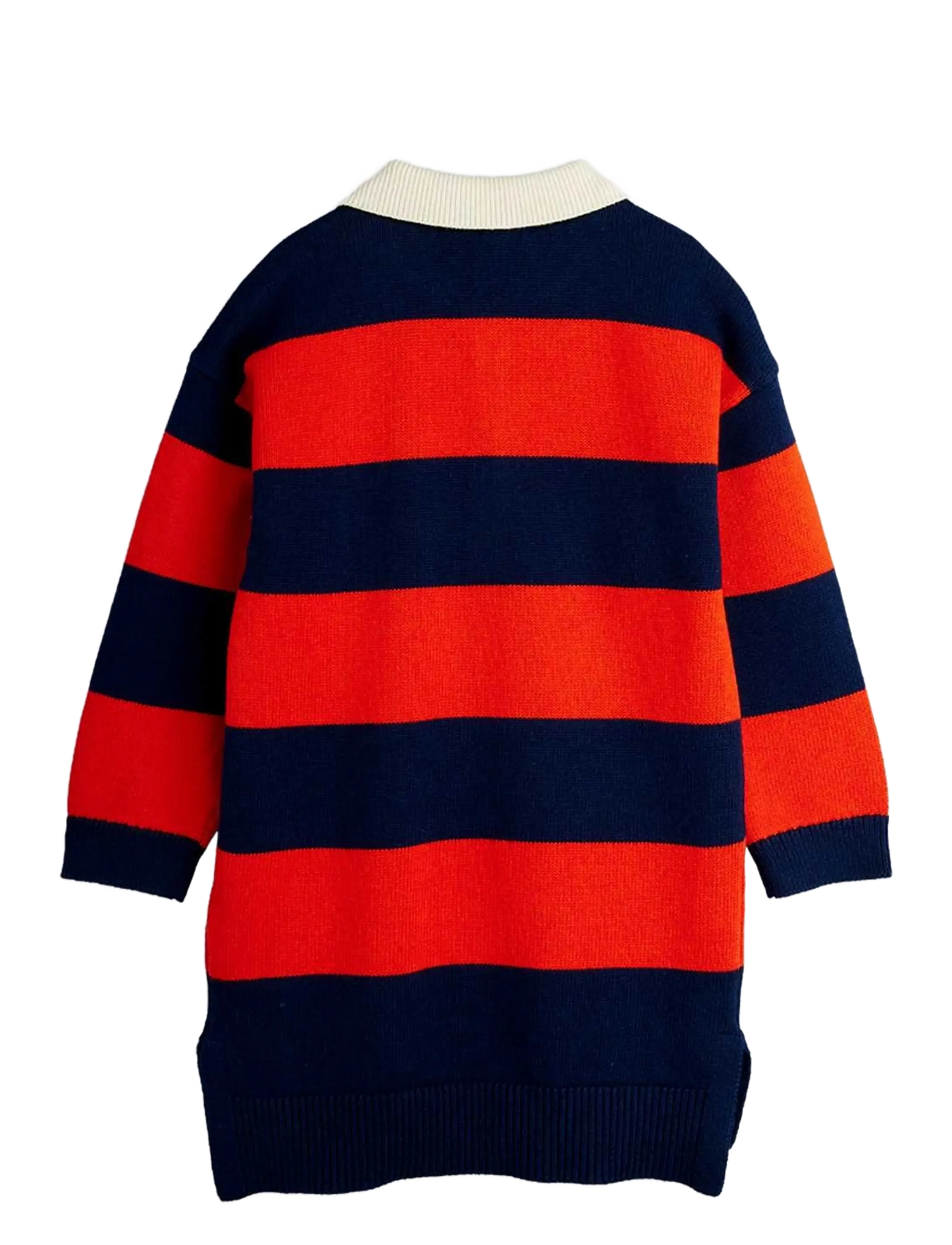 Mini Rodini - Knitted rugby dress - long-sleeved casual dresses - red - 1