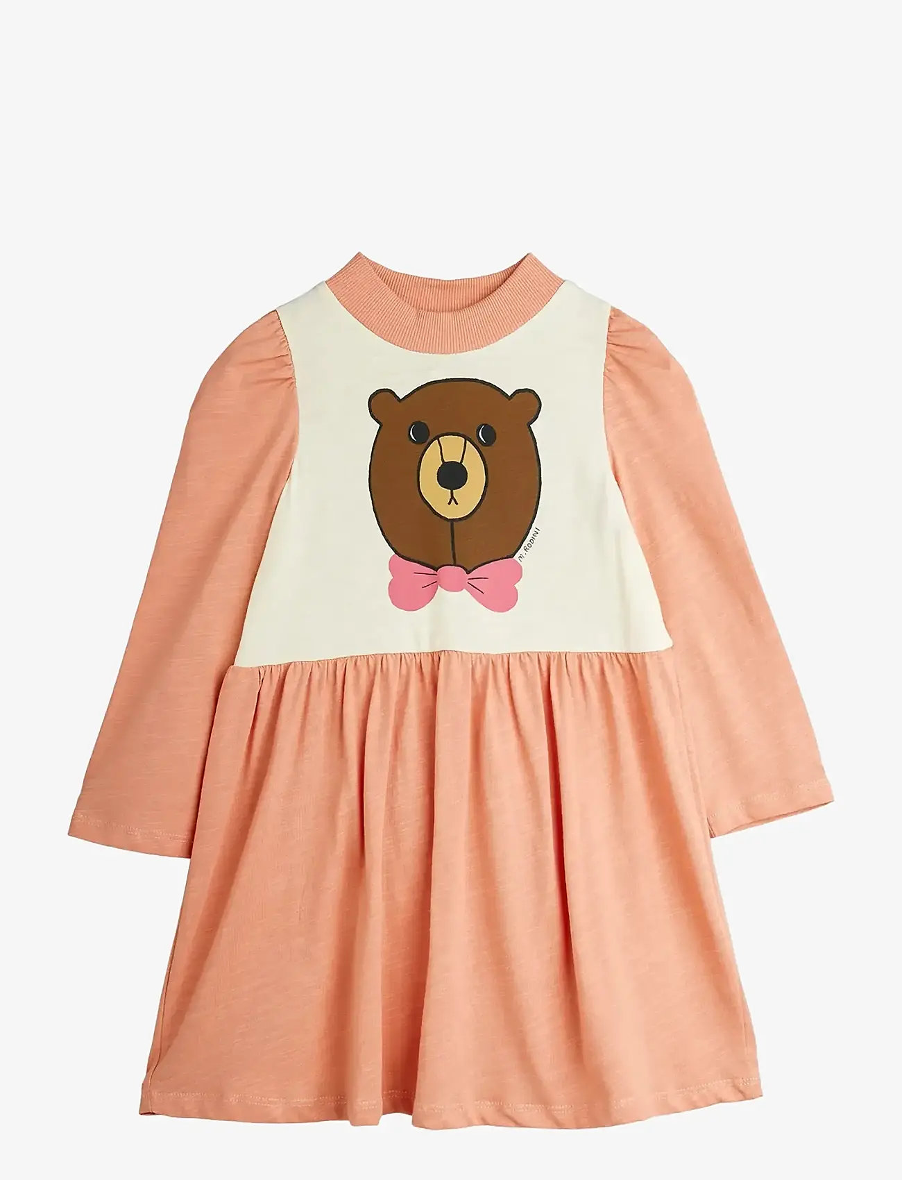 Mini Rodini - Bear sp ls dress - long-sleeved baby dresses - pink - 0