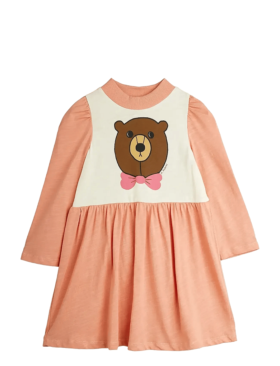 Mini Rodini - Bear sp ls dress - sukienki codzienne z długim rękawem - pink - 0
