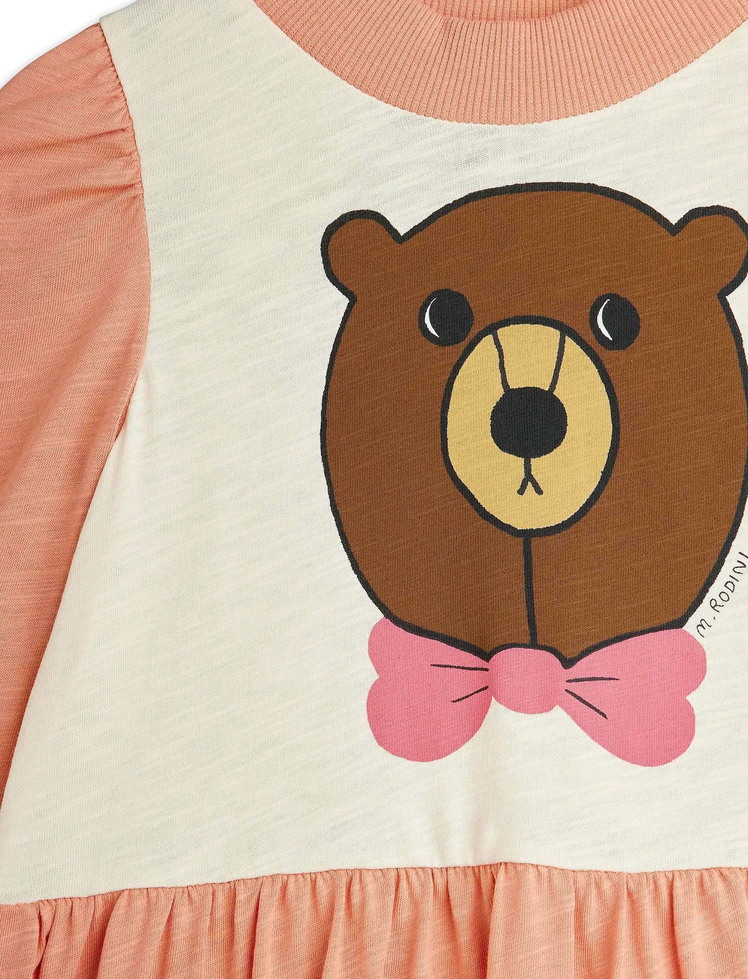Mini Rodini - Bear sp ls dress - langärmelige freizeitkleider - pink - 2