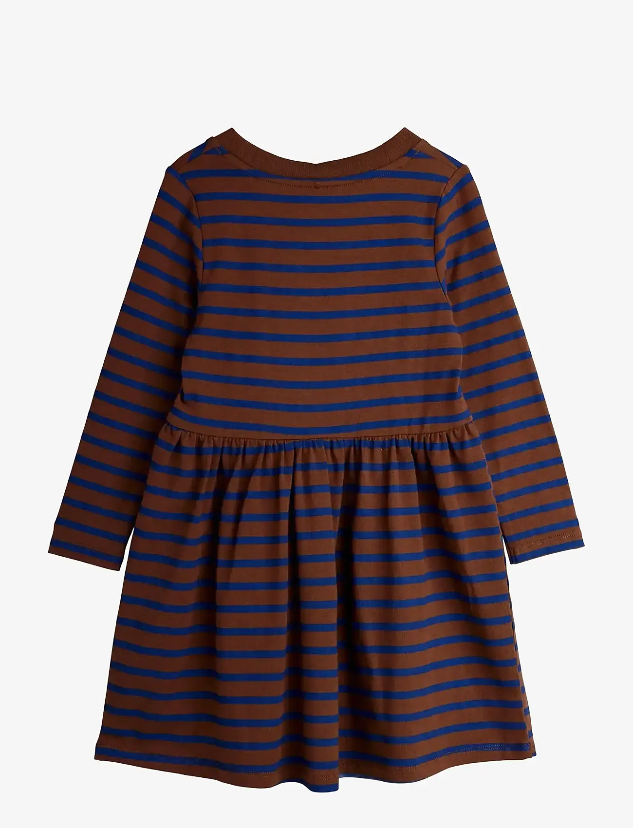 Mini Rodini - Stripe bird patch ls dress - langærmede hverdagskjoler - brown - 1