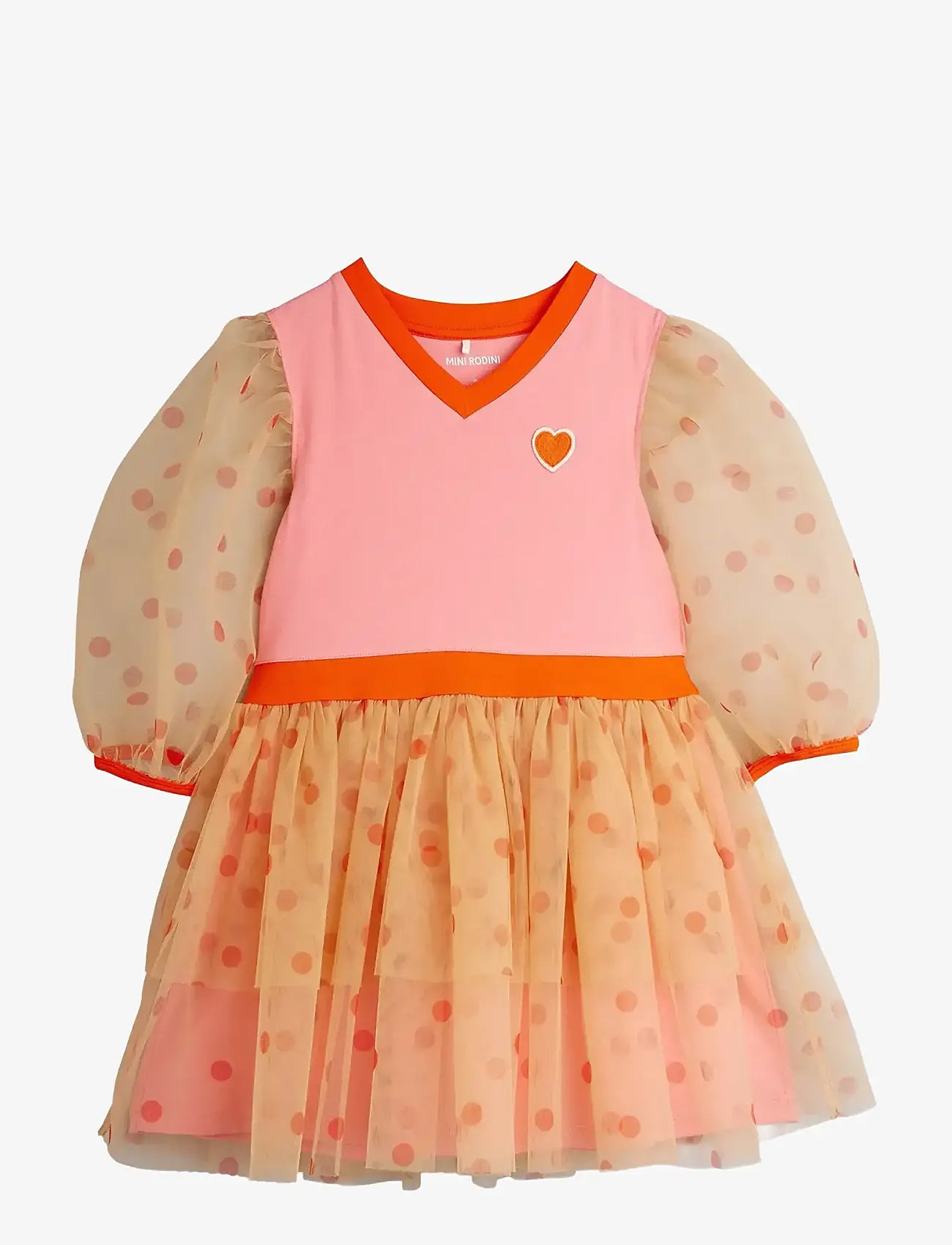 Mini Rodini - Dotted tulle dress - festklänningar - pink - 0