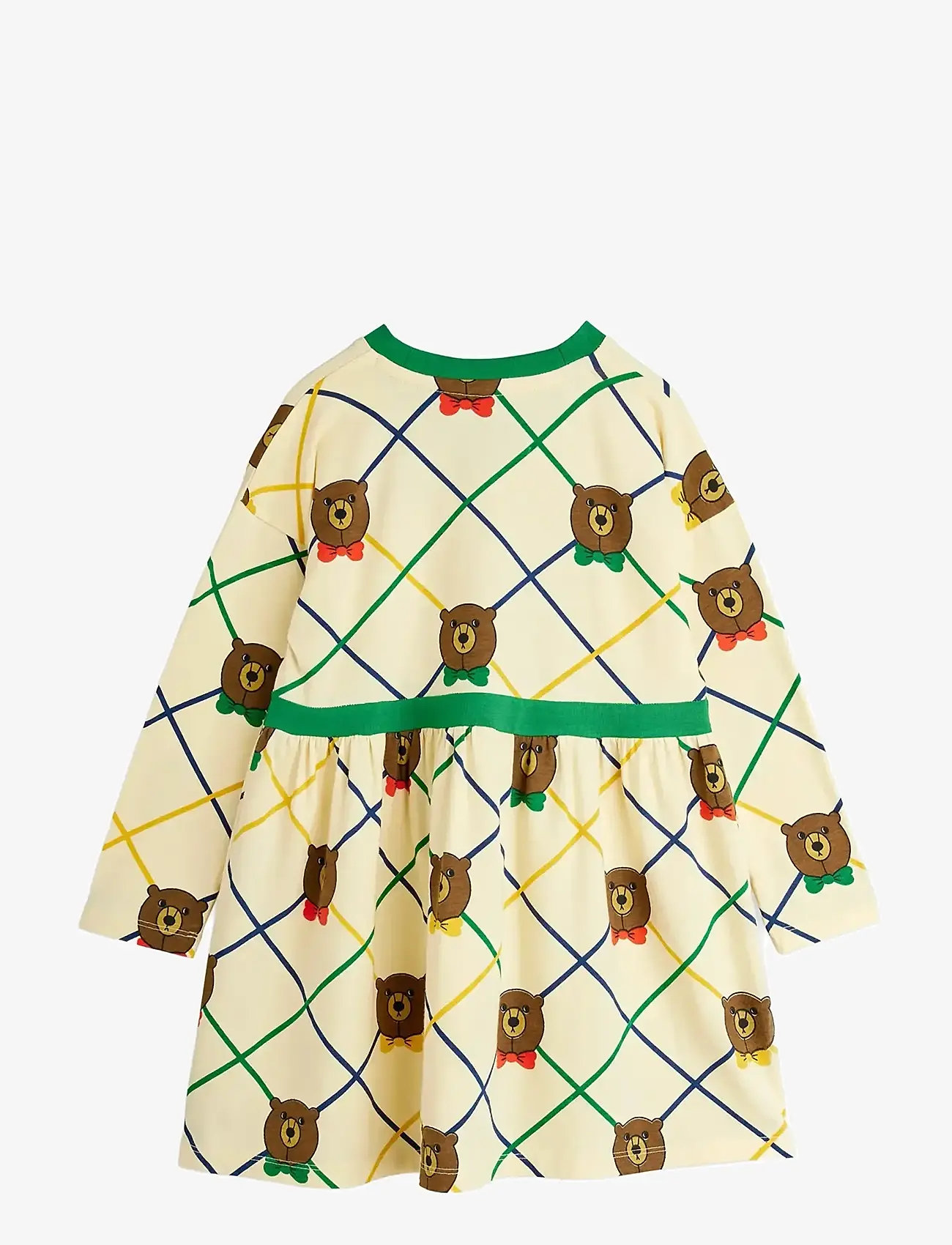 Mini Rodini - Bear check aop ls dress - långärmade babyklänningar - offwhite - 1