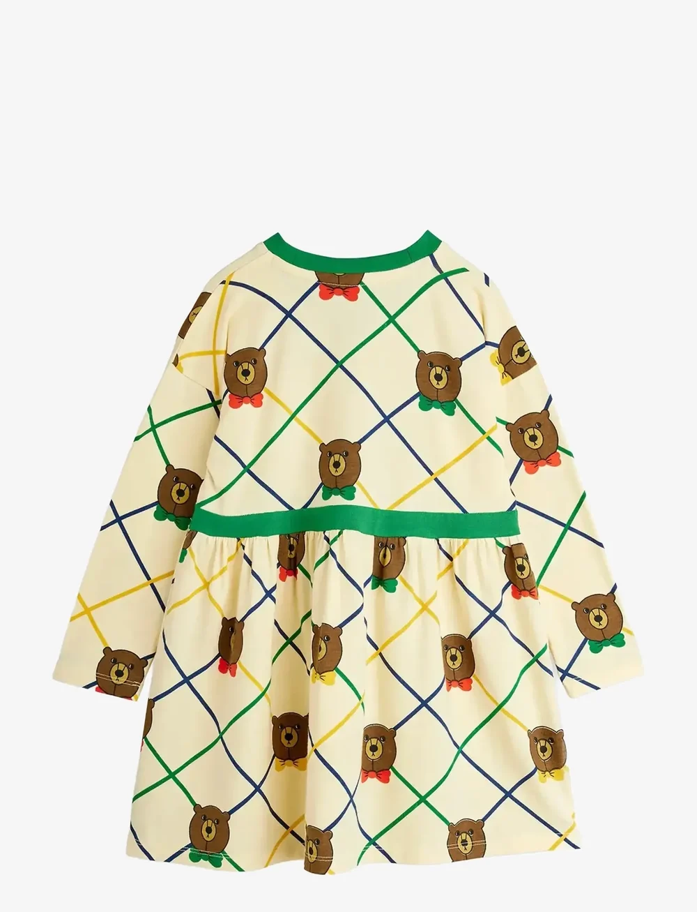Mini Rodini - Bear check aop ls dress - sukienki dla dziewczynek z długim rękawem - offwhite - 1
