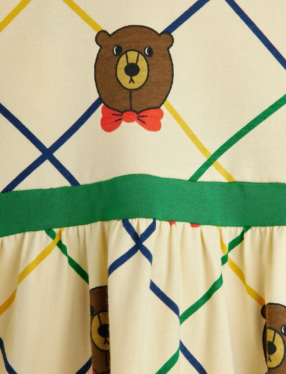 Mini Rodini - Bear check aop ls dress - sukienki dla dziewczynek z długim rękawem - offwhite - 2