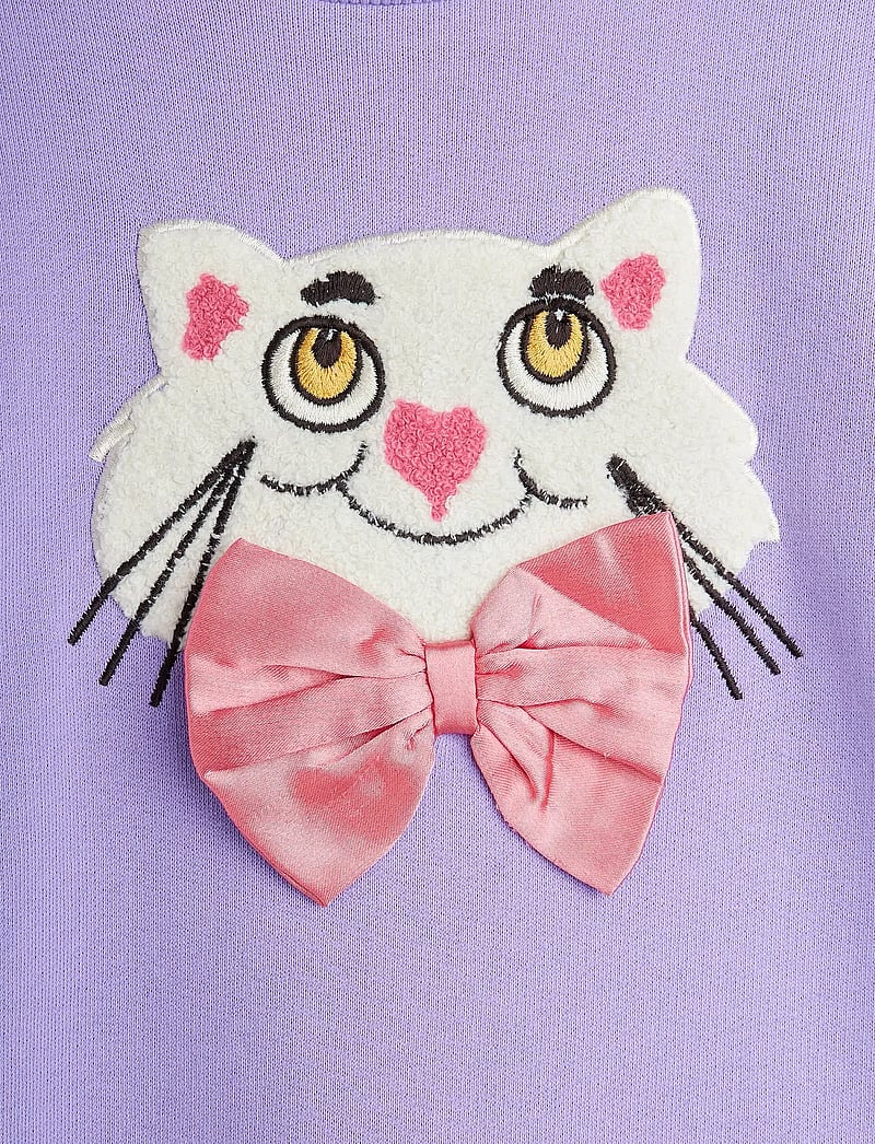 Mini Rodini - Cat with bowtie chenille sweatdress - langärmelige babykleider - purple - 2