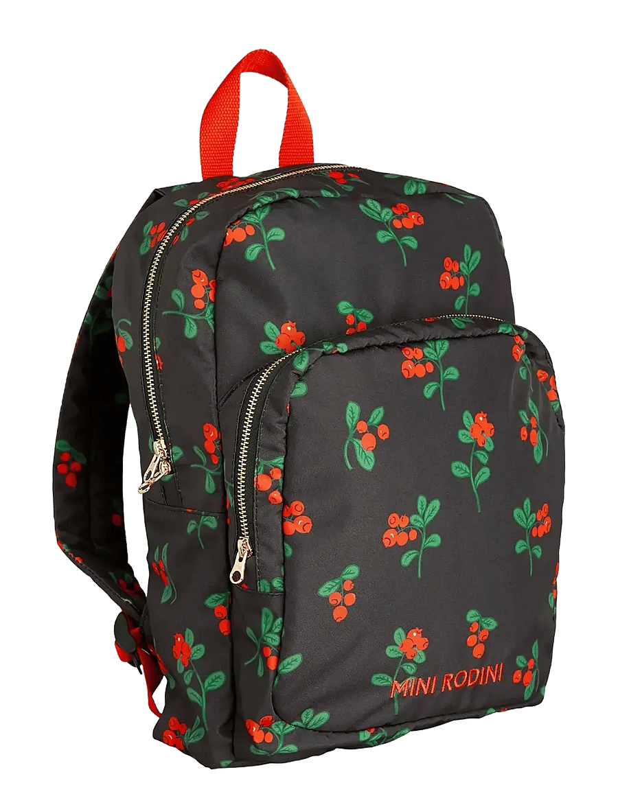 Mini Rodini - Lingonberries aop backpack - mugursomas - black - 0