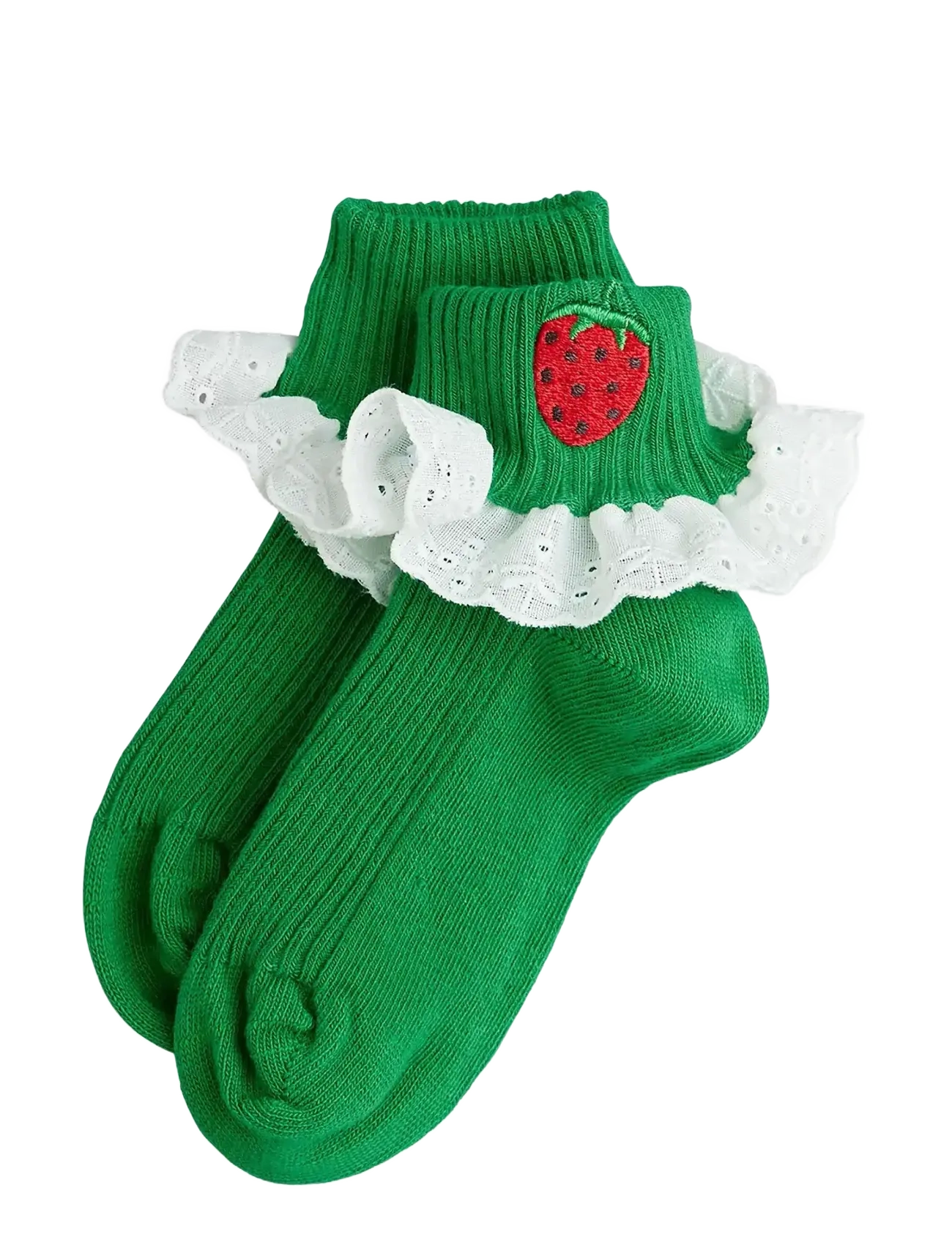 Mini Rodini Strawberry emb lace 1-pack socks - Strømper & Strømpebukser - GREEN / green