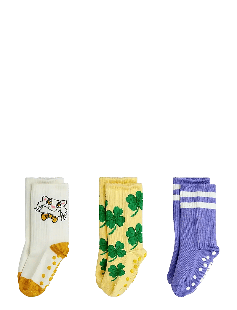 Mini Rodini - Cat 3-pack anti-slip socks - anti-rutsch socken - multi - 0