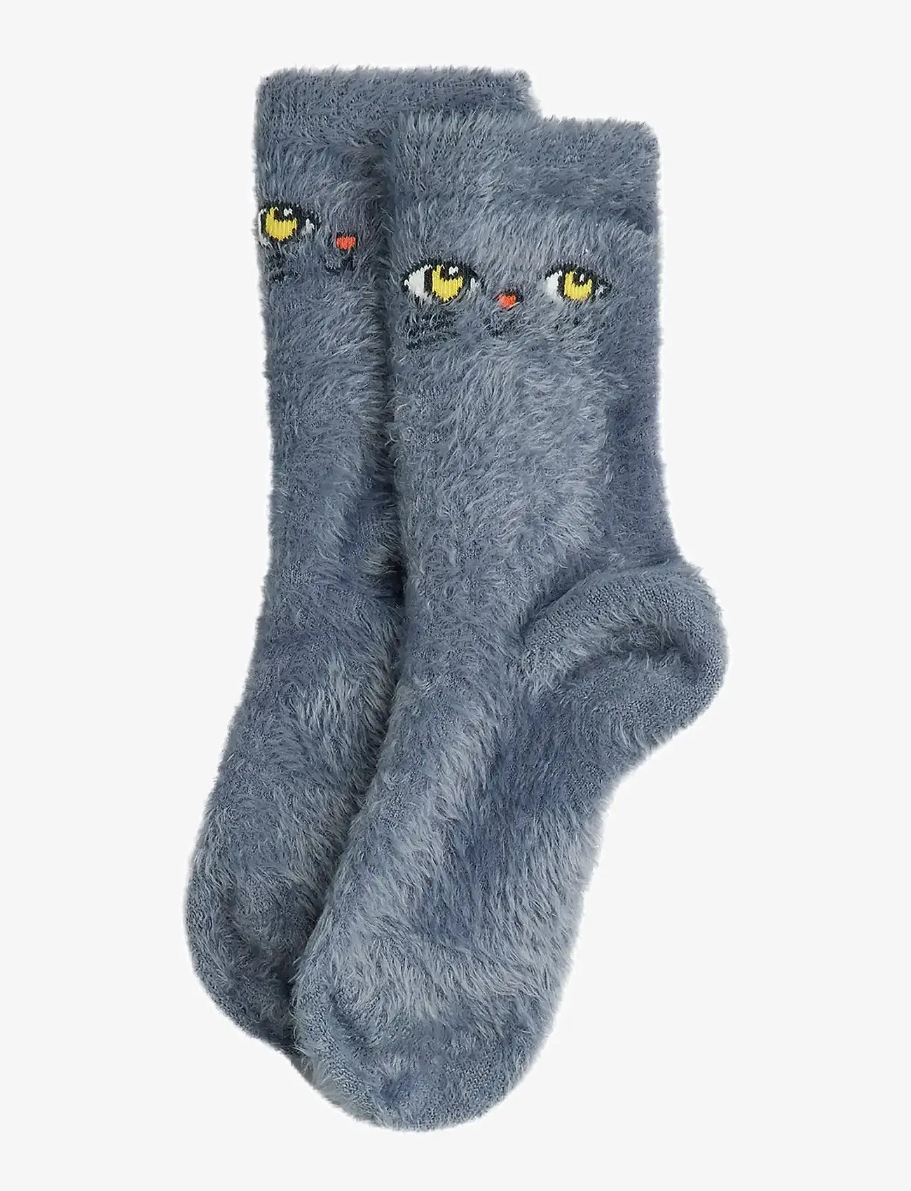 Mini Rodini - Cat face fluffy sock - herbstliche kleidung - grey - 0