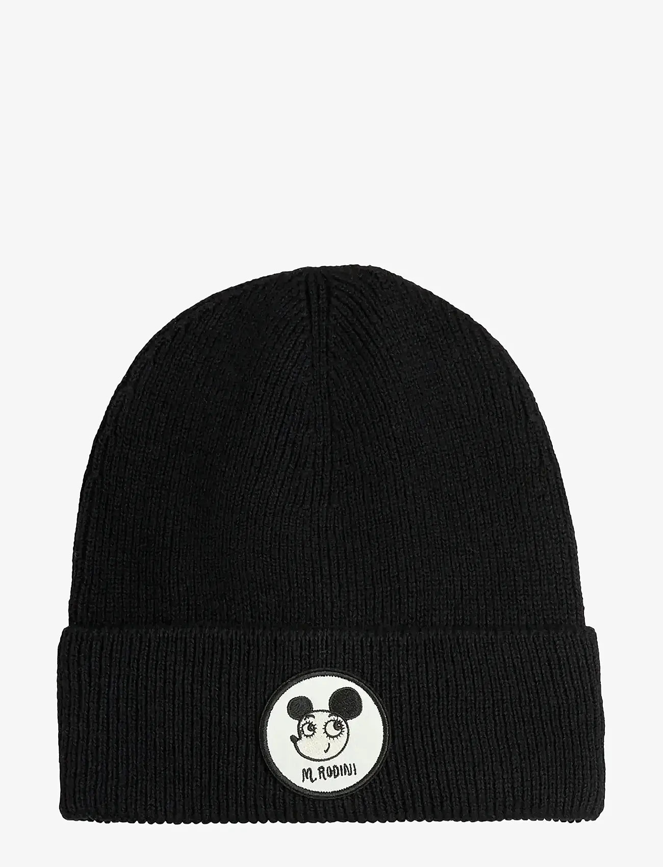 Mini Rodini - Ritzratz patch wool blend beanie - beanies - black - 0