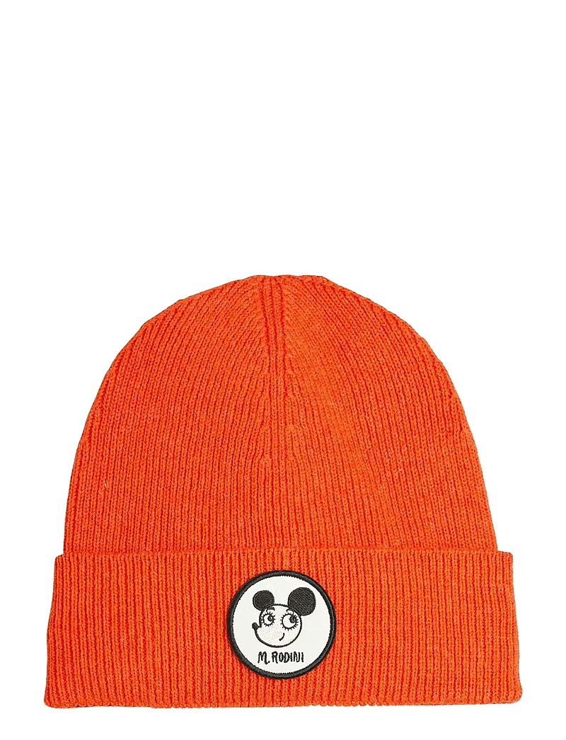 Mini Rodini - Ritzratz patch wool blend beanie - beanies - red - 0