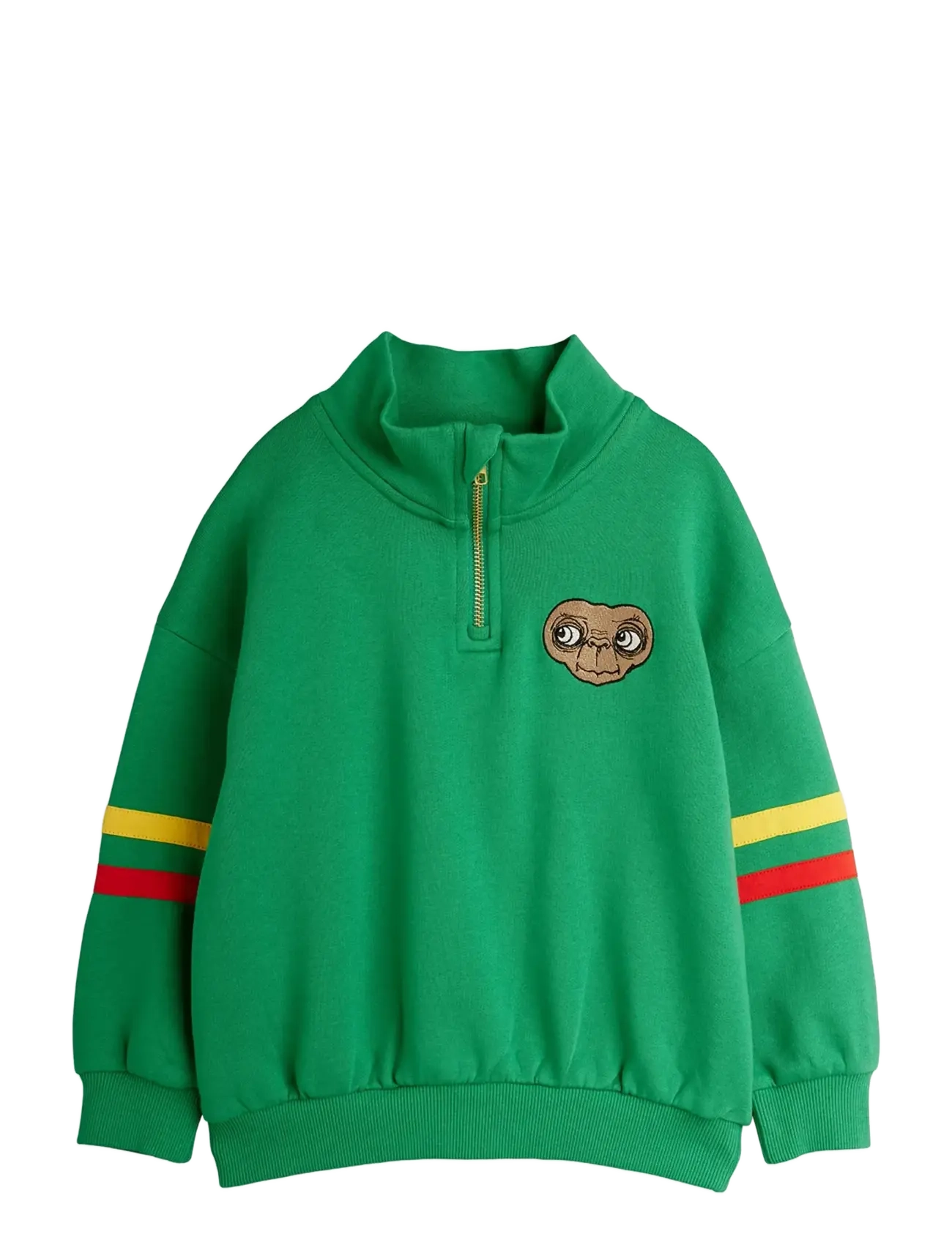 Mini Rodini E.t Emb Halfzip Sweatshirt, 140/146, Sweatshirts & Hoodies, Grün - Sweatshirts, Kinder