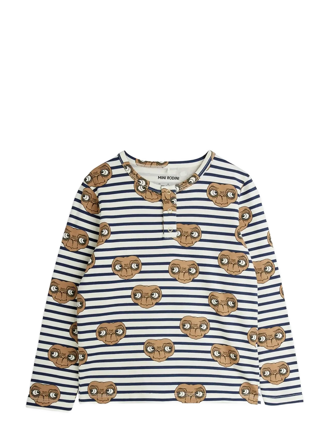 Mini Rodini E.t Stripe Aop Grandpa, 116/122, T-shirts, Weiß - Long-sleeved Kinder