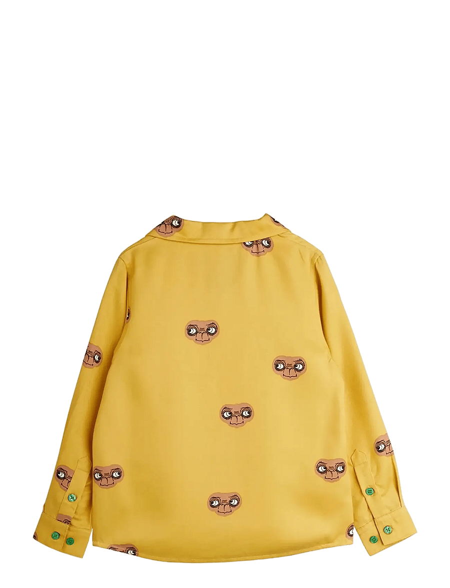 Mini Rodini - E.T aop woven ls shirt - långärmade skjortor - yellow - 1