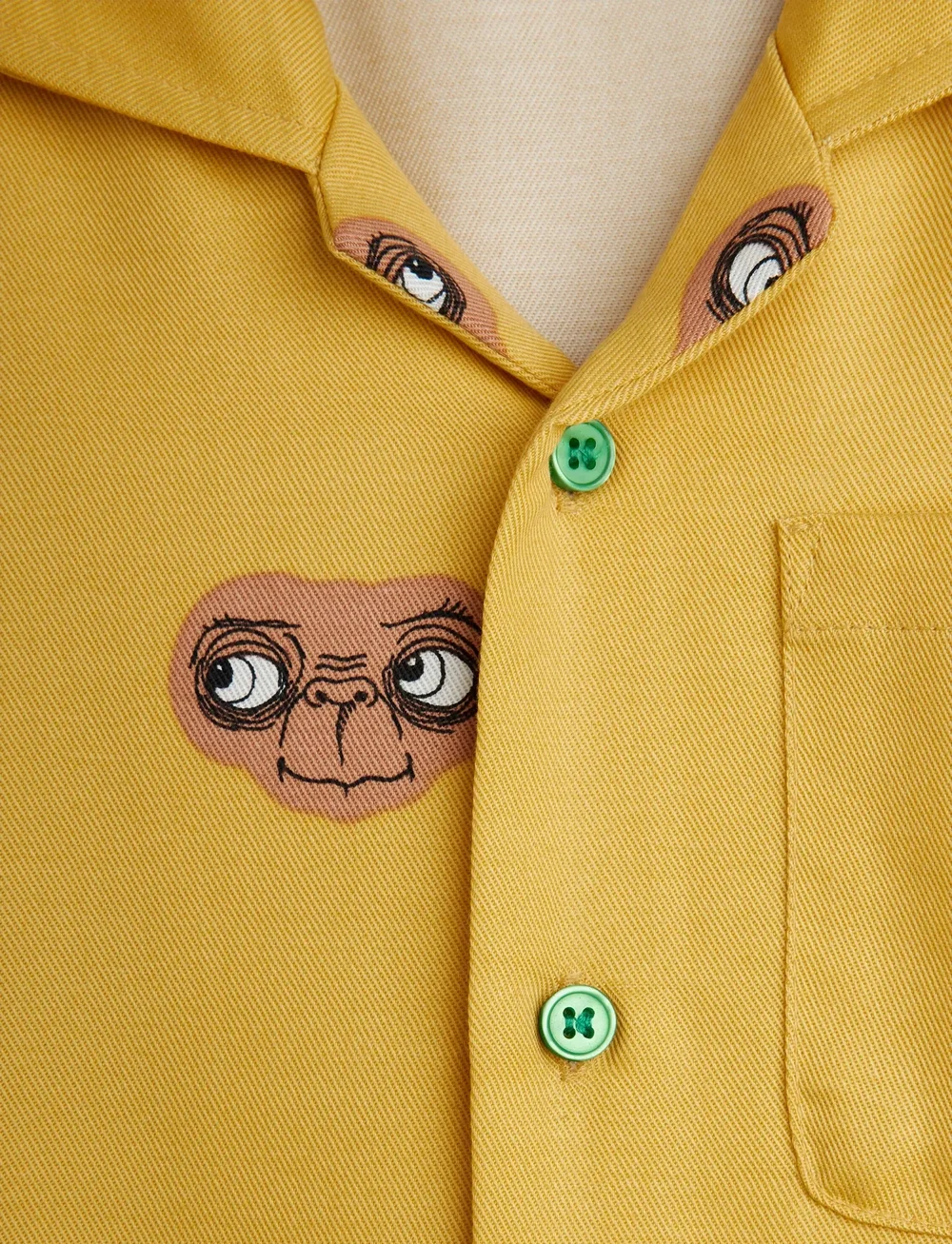 Mini Rodini - E.T aop woven ls shirt - långärmade skjortor - yellow - 2