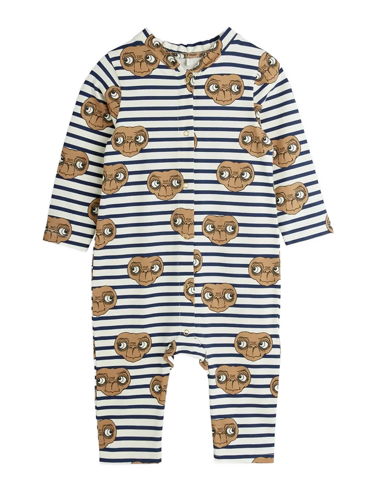 Mini Rodini E.t Stripe Aop Jumpsuit, 80/86, Bodys, Weiß - Long-sleeved Kinder