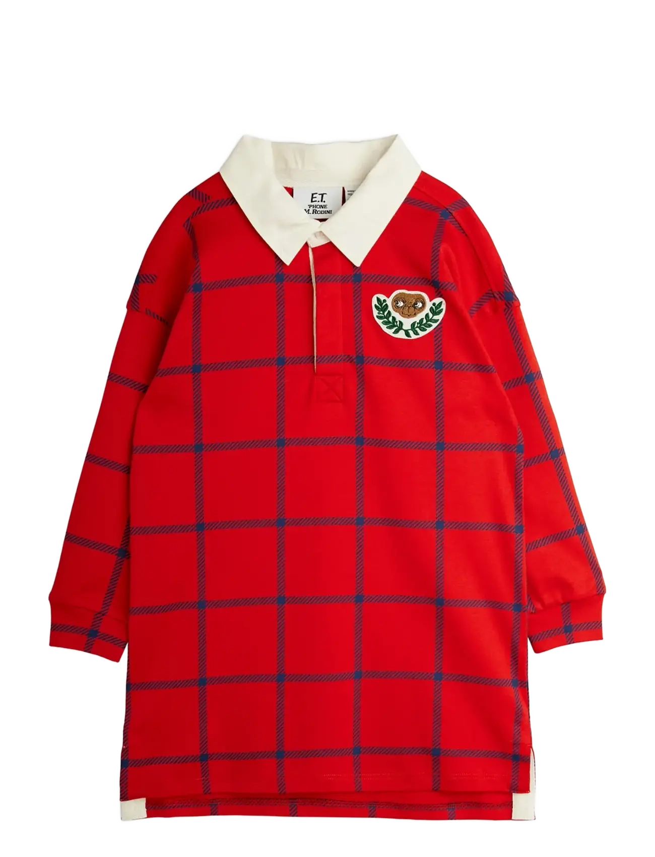 Mini Rodini E.t Patch Rugby Dress, 92/98, Casual Dresses, Rot - Long-sleeved Kinder