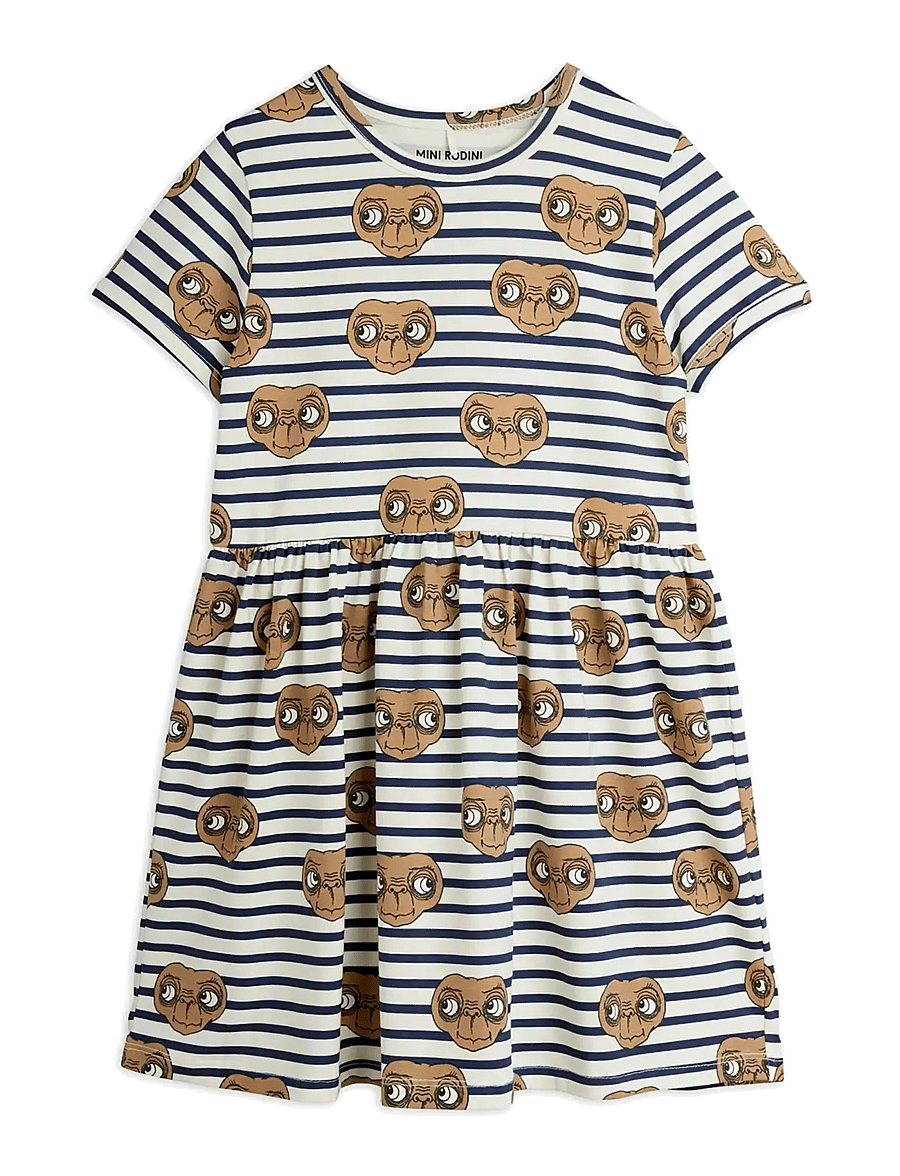 Mini Rodini - E.T stripe aop ss dress - kurzärmelige babykleider - multi - 0