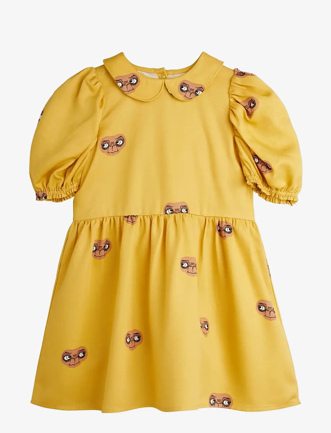 Mini Rodini - E.T aop woven ss dress - kurzärmelige babykleider - yellow - 0