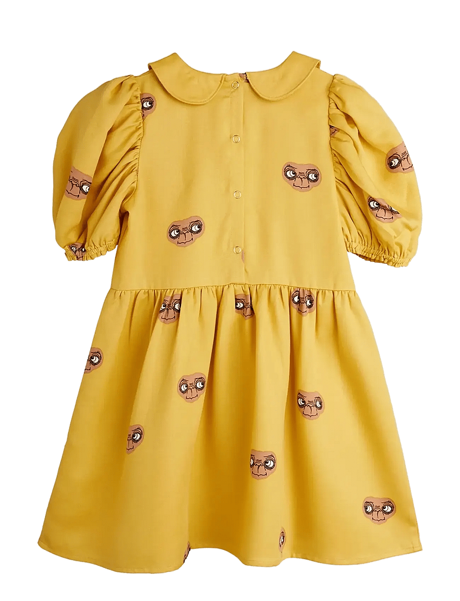 Mini Rodini - E.T aop woven ss dress - kortærmede babykjoler - yellow - 1