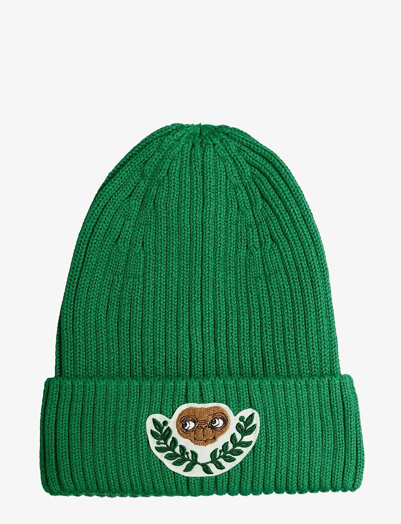 Mini Rodini - E.T patch knitted rib fold up hat - beanies - green - 0