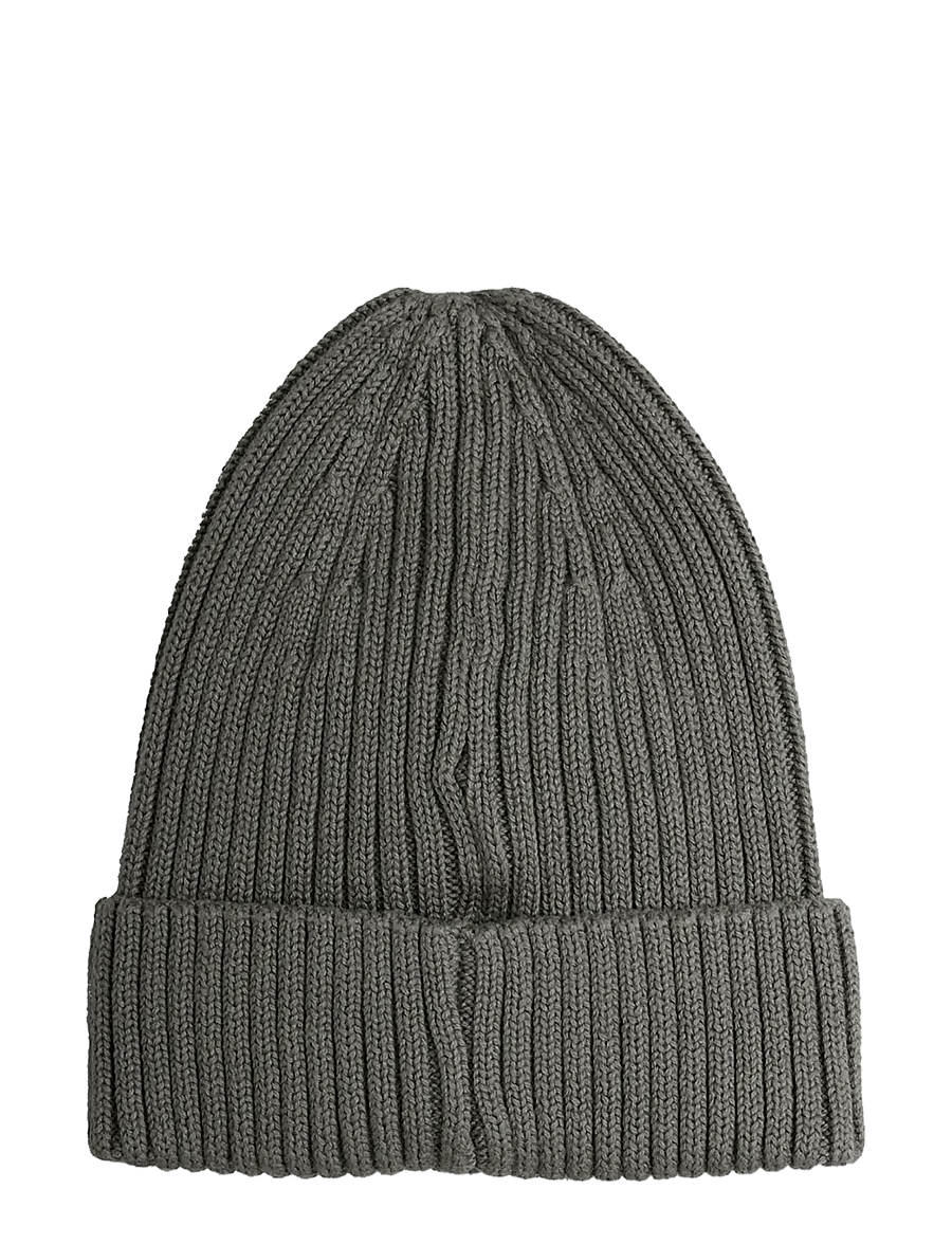 Mini Rodini - E.T patch knitted rib fold up hat - beanies - grey - 1