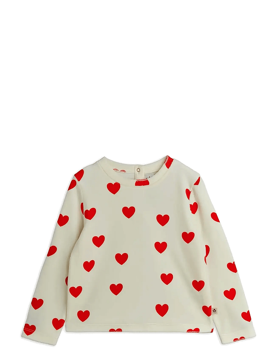 Mini Rodini - Hearts aop velour top - sweatshirts - white - 0