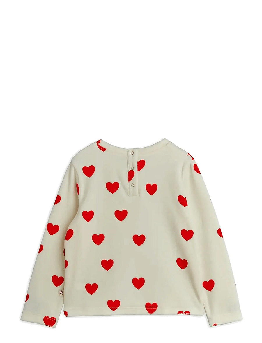 Mini Rodini - Hearts aop velour top - sweatshirts - white - 1