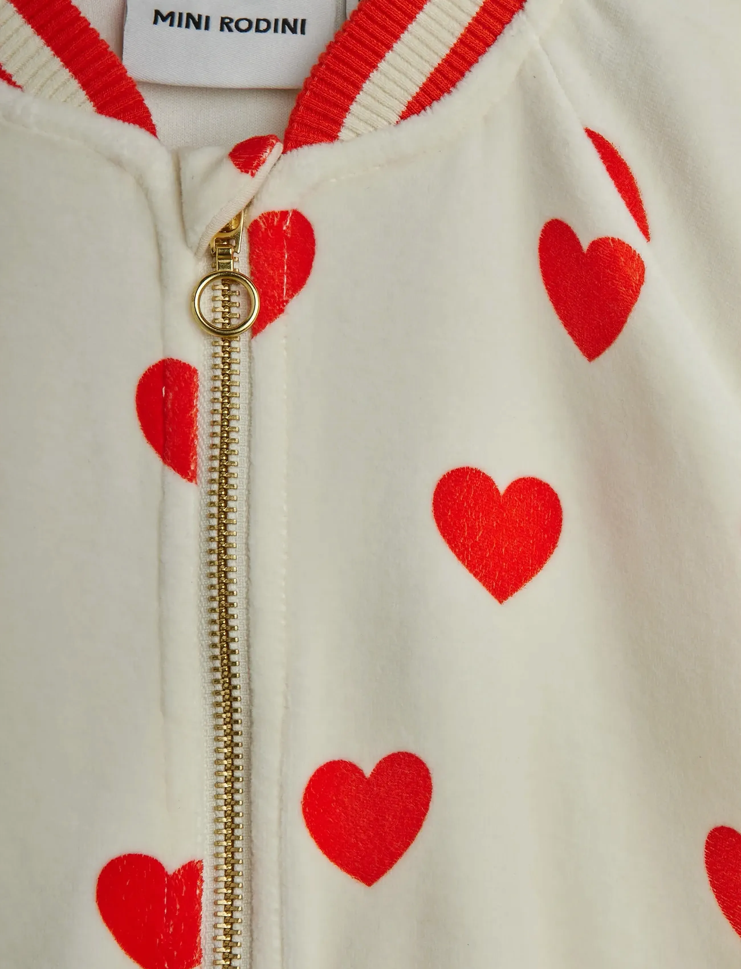 Mini Rodini - Hearts aop velour baseball cardigan - white - 2