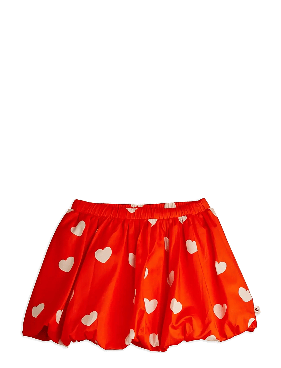 Mini Rodini - Hearts aop woven balloon skirt - korte nederdele - red - 0