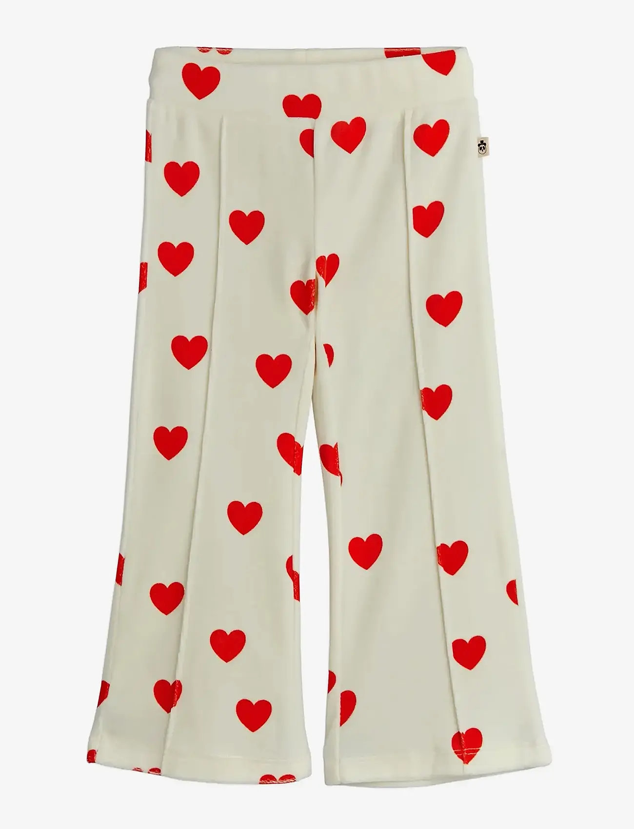 Mini Rodini - Hearts aop velour trousers - babybyxor - white - 0