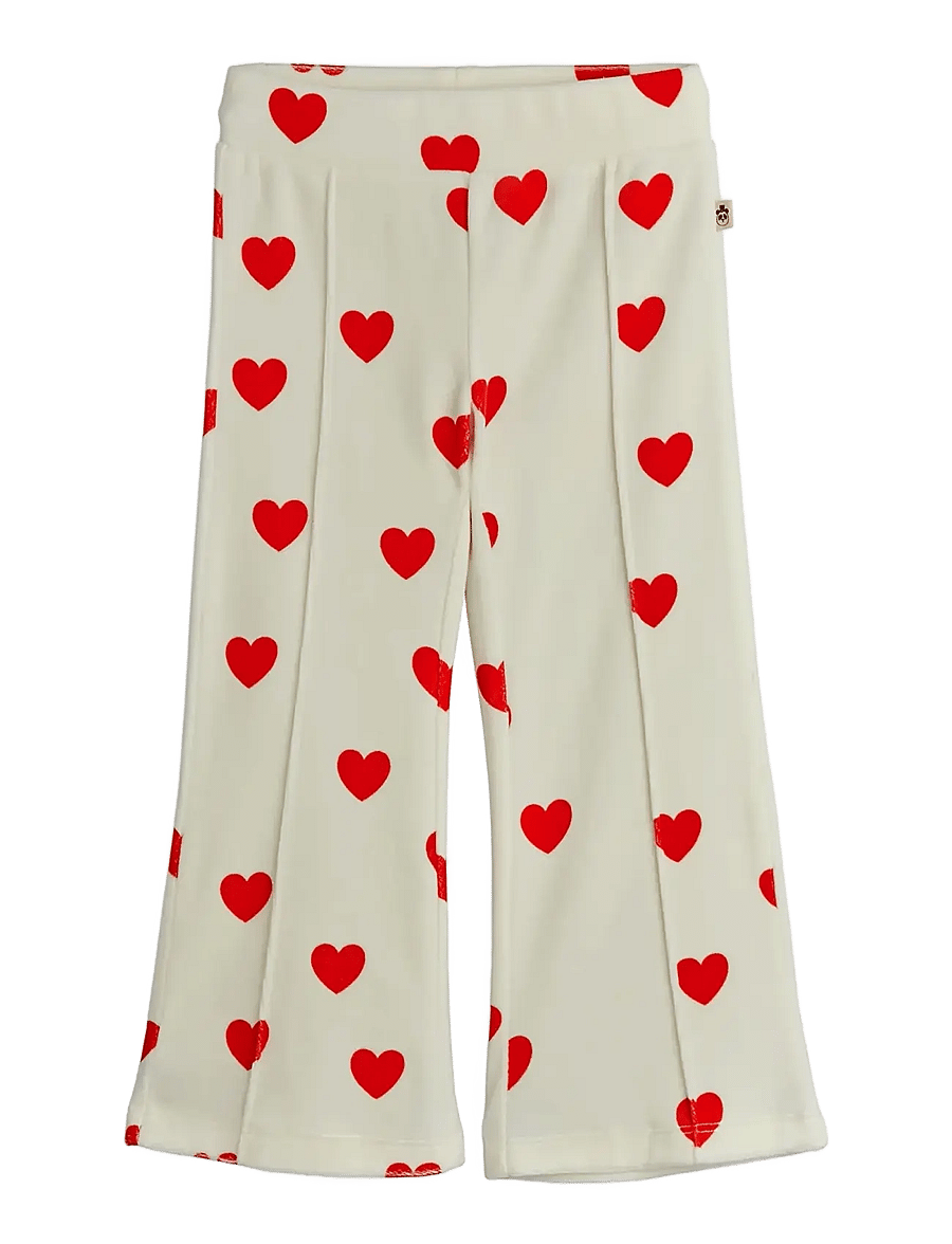 Mini Rodini - Hearts aop velour trousers - babybyxor - white - 0