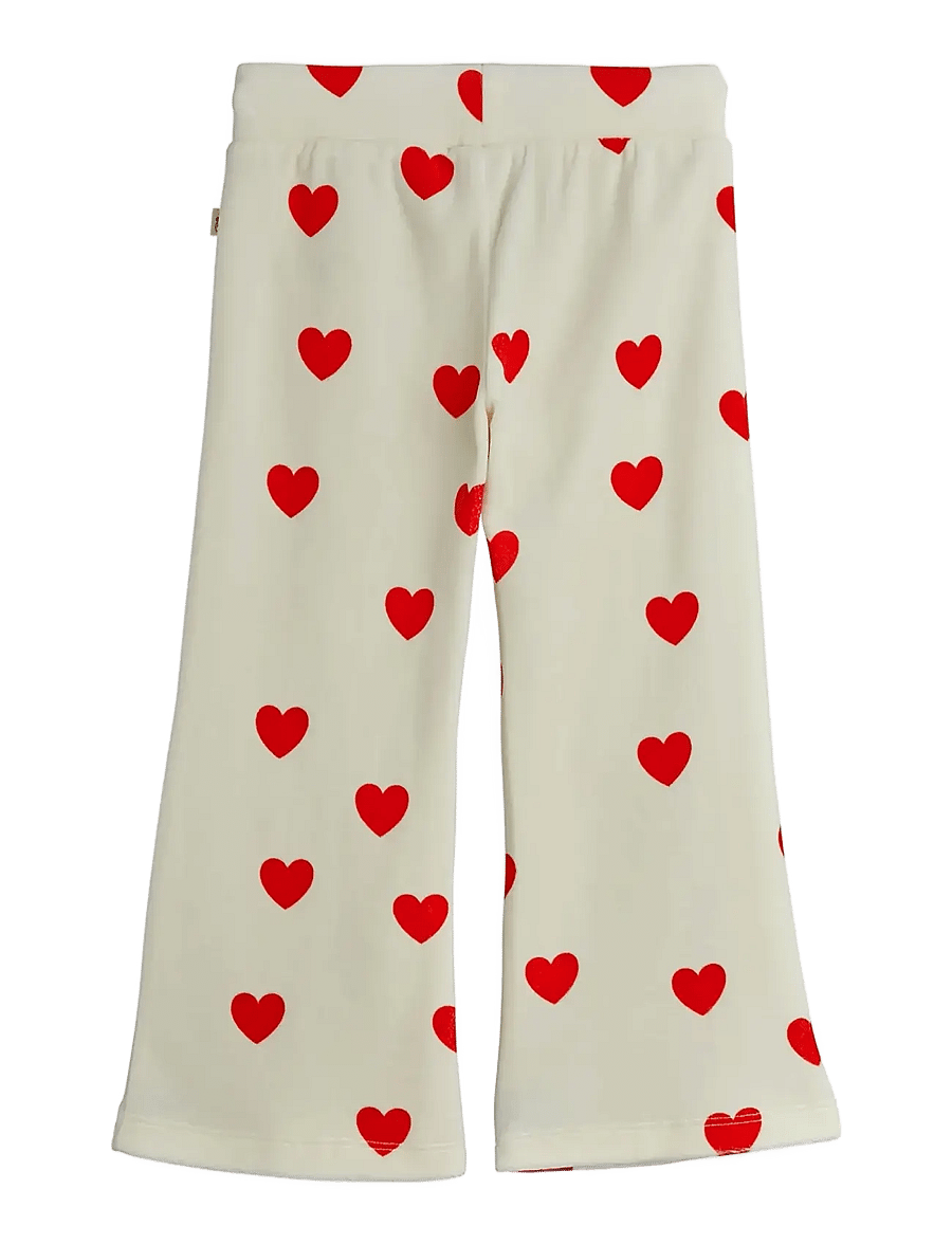 Mini Rodini - Hearts aop velour trousers - babybyxor - white - 1