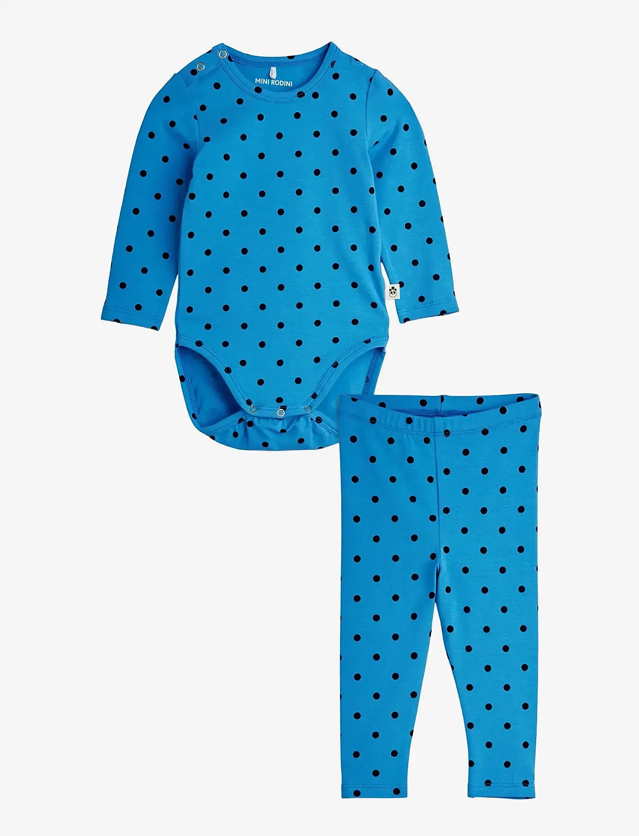 Mini Rodini - Polka dots aop baby set - sæt med body - blue - 0