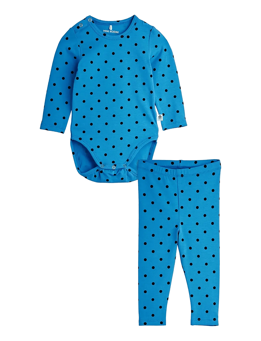 Mini Rodini - Polka dots aop baby set - sets mit body - blue - 0
