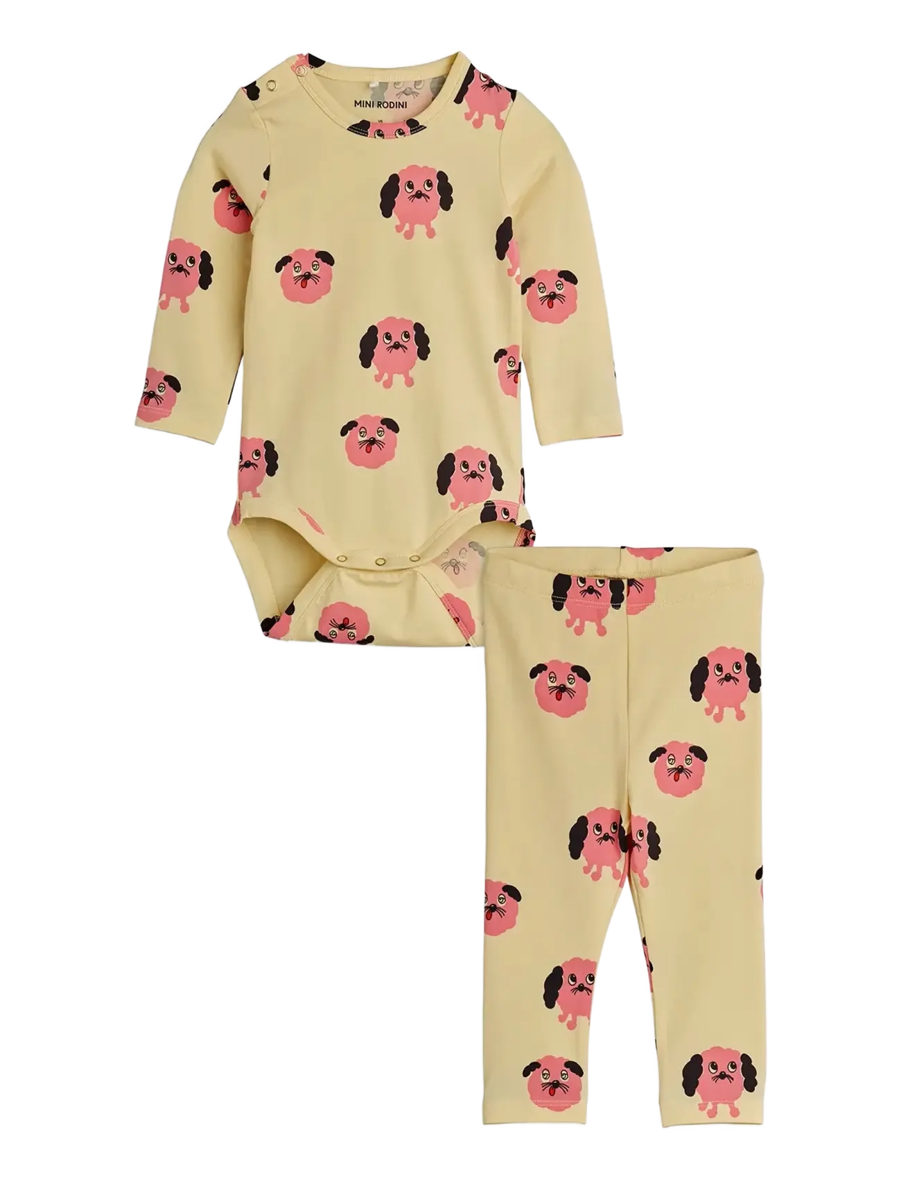 Mini Rodini Doggies aop baby set - Baby 44-92 - YELLOW / yellow